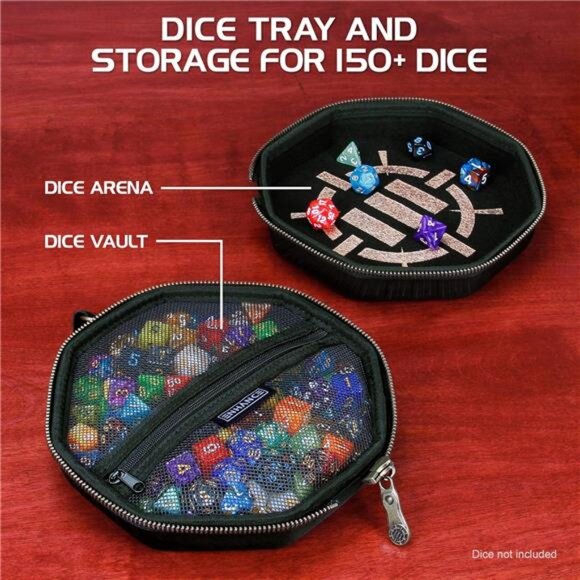 DND Dice Tray and Case - DND Dice Holder for up to 150D&D Dice with Rugged Shell - Picture 2 of 7